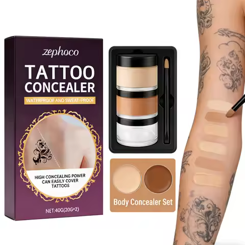 2 Colors Mist Body Concealer Set High Coverage Cover Tattoo Scar Birthmark Lightweight Nature Waterp
