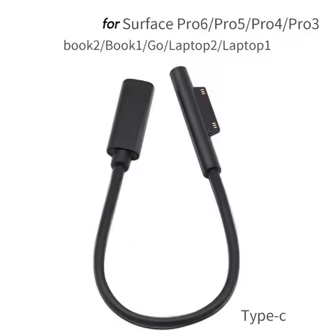 15V 3A USB Type-C Power Supply for Microsoft Surface Pro 3 4 5 6 Go PD Charging Adapter Cable PVC DC