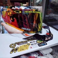 COD |Paket flat Visor Iridium Silver  KYT R-10+ Spoiler free  Sticker Visor Helm