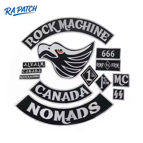 Original Rock Machine Motorcycle Embroidery Biker Badge Large Size Patch For Full Back Of Jacket Iro