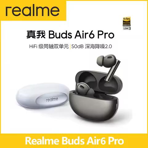 Original realme Buds Air 6 Pro Earphone Wireless Earbuds 50dB ANC Bluetooth 5.3 TWS Headphone LDAC I