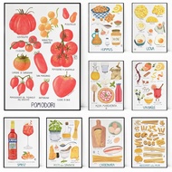 Egg Food Kitchen Hummus Pasta Alphabet Tomato Pizza Poster Print Canvas Painting Wall Art Pictures R