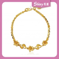 【炫麗銀樓】9999純金 黃金手鍊 黃金小花心型手鍊 3.00錢 17.5 0.5CM 1213 
