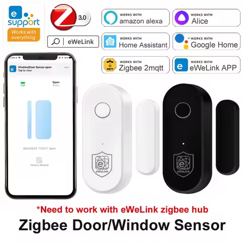 eWeLink Zigbee Door Sensor Zigbee 3.0 Home Burglar Window Open Closed Detector Work With Zigbee Gate
