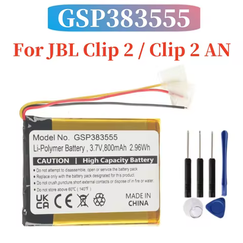 GSP383555 3.7V 800mAh LiPo Battery For JBL Clip2 Clip3 E40BT E50BT Bluetooth Speaker Headphone MP3 G