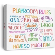 Nursery Playroom Rules Canvas Poster Painting Playroom Wall Art Educational Motivational Affirmation