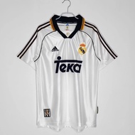 Retro Collar Real Madrid Dragon Jersey Custom Name 1998/00 Season Real Madrid Home Retro Jersey Men'