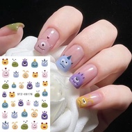 Stiker Kuku 5D Kartun Cartoon Jelly Lucu Sticker Nail Campur Emoji Monster Dekorasi Nail Art Lotso S