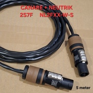 CANARE 2S7F speaker cable (made in japan) 5 meters + 2 jack speakon NEUTRIK NL2FXX-W-S