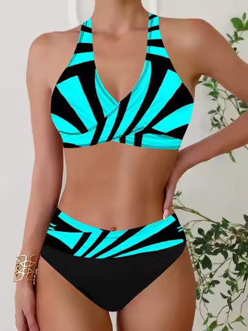 Fashion Design High Quality Swimsuit Summer Women's Beach Vacation Smooth Line Bikini Two Piece Swim