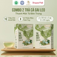 Combo of 2 Boxes of VIEGREEN Ca Gai Leo Tea Bags 33% Clean 50 Bags x 3g, No Sugar, Cools the Liver, 