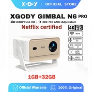 【Netflix Certified】XGODY Gimbal N6 PRO Projector Ultra HD Android 13 Dual WiFi Auto Focus 1+32GB 900