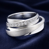 SAN950 [C211] Couple Engagement Ring - 950 Silver Palladium Platinum & Gold - Custom SizeRing