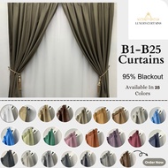 Ready Made Curtain (Free Hook/Cangkuk)90% Blackout Siap Jahit Langsir  Langsir RAYA Kain Tebal 100% Polyester Blackout
