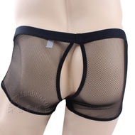 Wholesale Men's Underwear Men's Transparent Mesh Open Crotch Boxer Briefs Exposed Pp Boxer Briefs 4017