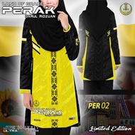 PERAK yellow retro full sublimation printed T-shirt knit collar/Muslim/short sleeved Malaysian Musli