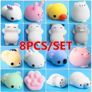 8PCS Mochi Squishy Toys Mini Squishies Mochi Squishy Animal Stress Toys Soft Stress Relief Toys for