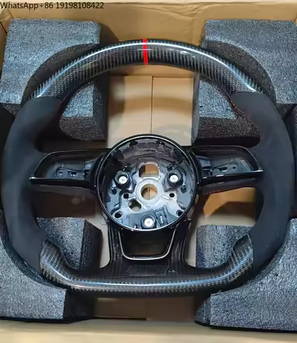 For Audi RS3 RS4 RS5 A3 A4 B9 Suede Carbon Fiber Steering Wheel Modified Steering Wheel Flat Bottome