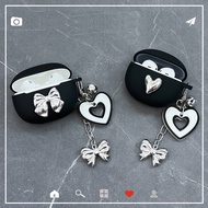 Cute Love Chain Case for Realme Buds T300 Earphone Protect Silicone Cover Luxury Plating Bow Keychai