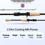 KINGDOMWORM BLADE คันเบ็ดล่อ T1100G+M40X คาร์บอนไฟเบอร์ มือจับไม้คอร์ก 3A FUJI SIC+O แหวนนำทาง ความไ