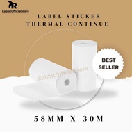 THERMAL STICKER LABEL 57/58 MM X 5 METERS STICKER PAPER 57X30 58X30 MM continuous