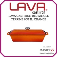 Lava Cast Iron Rectangle Terrine Pot L26.5xW8.5xH7cm， 1L， Orange