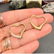 18K Gold - 2-Tone Open Heart Clip Earrings (E101)
