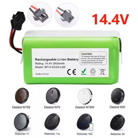 14.4V 2800mAh Replacement Battery for Ecovacs Deebot N79S DN622 and Eufy Robovac 11 11S 30C 35C 15C 