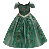 Princess Dress For 4 8 10 Yrs Girl Halloween Green Costume Kids Dresses Children Carnival Disguise Party Wear Clothes