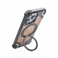 Zeallion Ốp điện thoại gỗ kim loại mờ không vành Magsafe sang trọng cho [iPhone 13 14 15 16 Pro Max