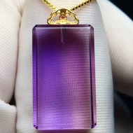 紫黃晶方牌吊墜 18k金扣頭 純天然紫黃晶平安無事牌方牌吊墜