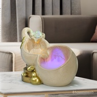 Lucky Gourd Running Water Decoration Circular Water Landscape Fountain Living Room Office Feng Shui Wheel Decoration Hou