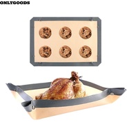 ONLYGOODS Baking Tray, Leak Proof Heat Resistant Silicone Baking Mat, Baking Basket Reusable Snap To