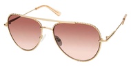 Women's Aviator Bejeweled Sunglasses, Gold Frame & Brown Lenses