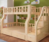 Factory sales bedroom furniture kindergarten solid wood with slide loft kids bunk bed