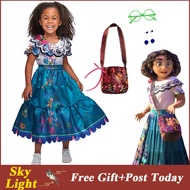 Kids Clothes Dress Up Encanto Mirabel Cosplay Halloween Costume Festival Wear Dress Skirt Girls Birt