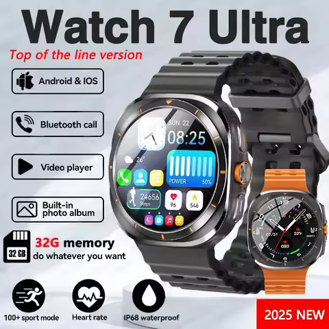 2025 New Watch 7 Ultra Smart Watch Men 32GB Memory Video GPS NFC 47mm AMOLED Fitness Waterproof Spor