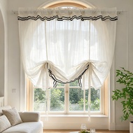 Retro Nature Linen Textured Semi Sheer Tie Up Balloon Curtains Multi Hanging Ways Roman Shade Balloo