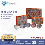 Yinkeo Bohemian Style Rice Bowl Porcelain Bowl Ceramic Bowl Mangkuk Keramik Soup Bowl Doorgift Wedding Gift Dinnerware