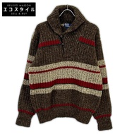 Polo Ralph Lauren 90年代棕色羊毛包扣披肩領針織衫，L碼 [二手]