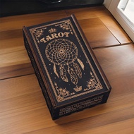 Tarot Wooden Box Storage Box Black Sliding Vertical Wooden Box Card Box Tarot Storage Box