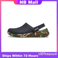 ของแท้พิเศษ Crocs LiteRide Printing Black Shoes Non-Slip Thick Sole Beach Sandals 206491-0C4 รองเท้า