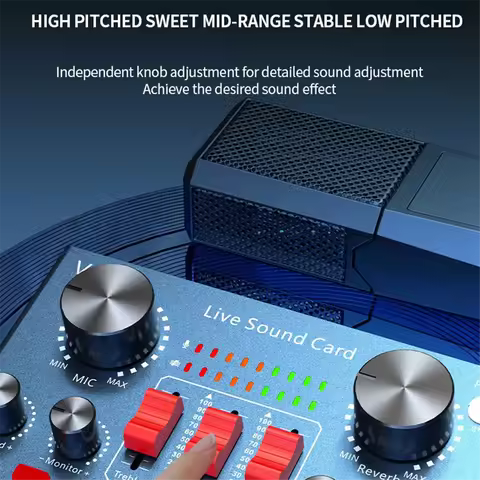 SLQZT V8K Audio USB External Sound Card Multi Portable Microphone Live Broadcast Sound Card for Mobi