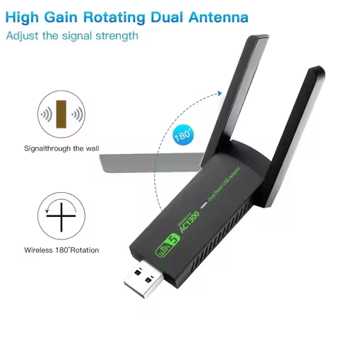 AC1300 USB Wifi Adapter Network Card 1300Mbps WiFi 5 Dual Band 2.4G 5G Wireless Dongle Receiver Ante