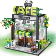 Coffee Shop Building City Kit,Open Roof and Lights Flower Cafe Houses for an Elegant Afternoon Tea A