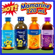 Mamarine KIDS OMEGA 3 สีฟ้า Omaga-3 Plus Lysine MULTIVITAMINS สีน้ำเงิน Bio C สีส้ม ขนาด 120 mL (มีใ