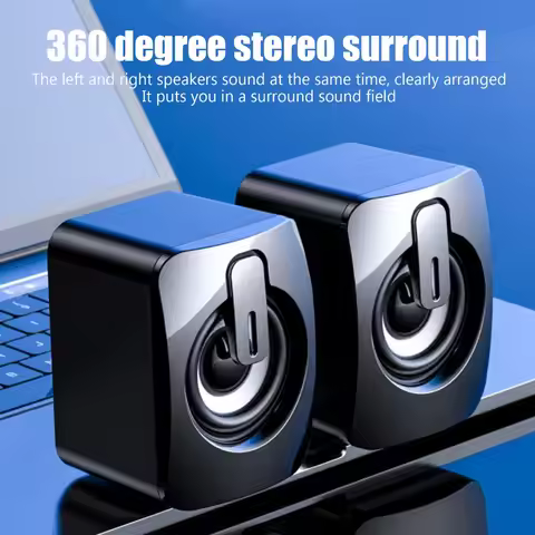 A pair Clear Bass A2 Mini Computer Speaker Less Distortion Stereo Sound Stereo Computer Speaker Wire