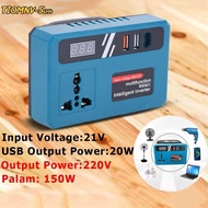 TIOMNV56H4 Lithium Battery Inverter, 3 USB Ports DC 21V To 220V Battery Inverter, Multifunction 120W