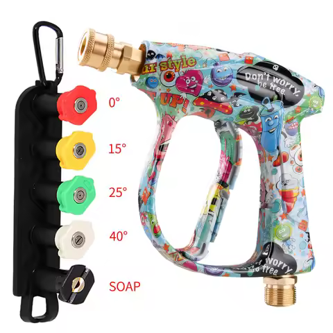 2026 New Graffiti High Pressure Washer Gun, Aluminum Valve Copper Head, 5-Color Nozzles, 1/4" Quick