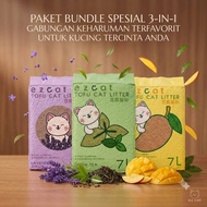 Ez Cat - Trio Bundle 3 pcs Save Tofu Cat Litter 7 Litter Tofu Cat/ Lavender Green Tea Variant mango